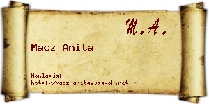 Macz Anita névjegykártya